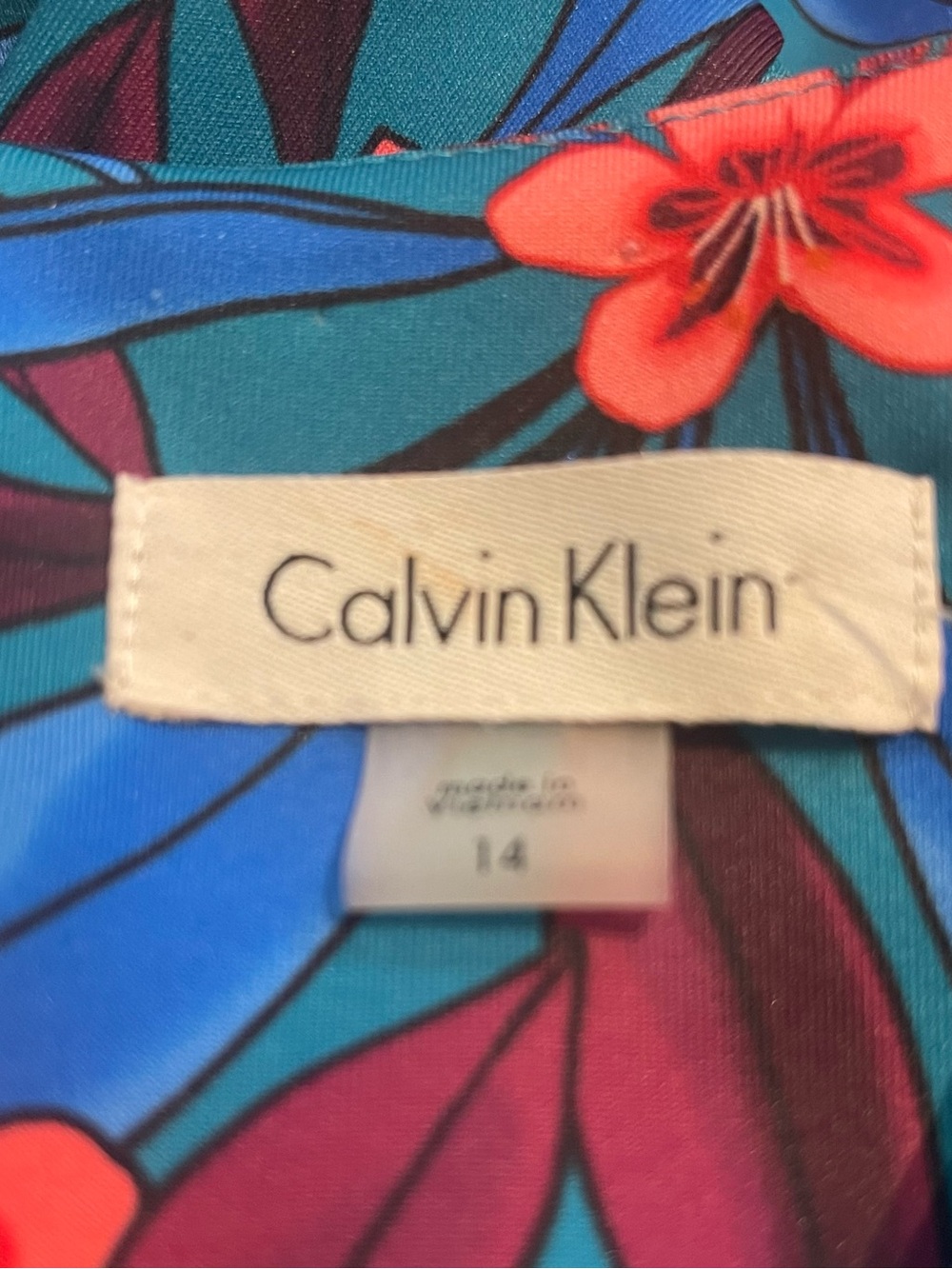 Calvin Klein  elegant Teal Floral V-Neck Sleeveless Maxi Dress size 14 - Picture 4 of 15